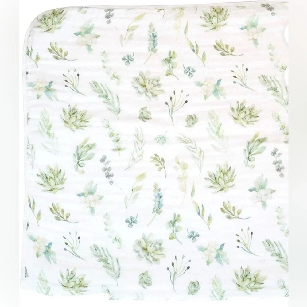 Addison Belle Everything Muslin Baby Blanket 47” X 47” Succulents Theme NWT NEW